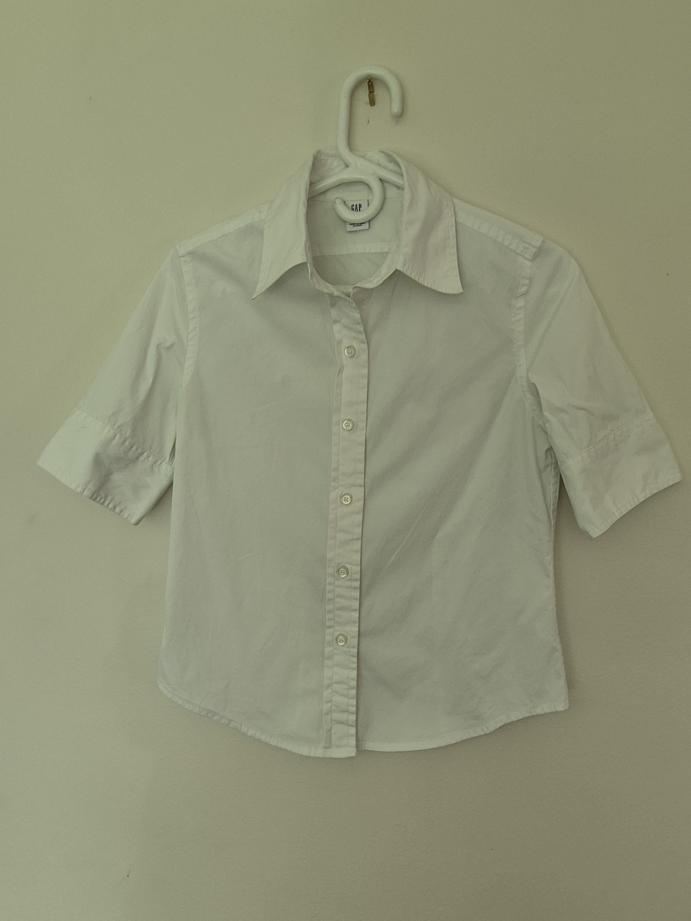Gap Strech White Button-Up Short Sleeve Women's Shirt Size Small